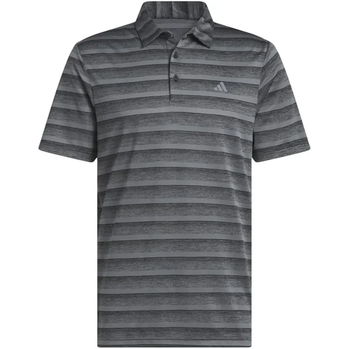 adidas 2 Colour Stripe Polo Shirt – Black/Grey Four