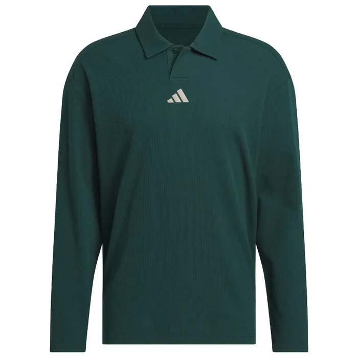 adidas Beyond Long Sleeve Loose Fit Polo Shirt – Aurora Ivy