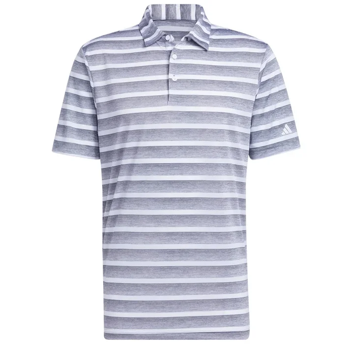 adidas Two-Colour Stripe Polo Shirt – Grey Three/White