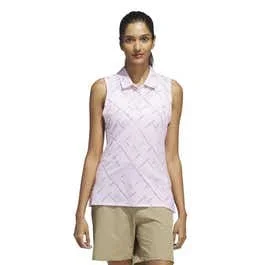 Adidas Ultimate365 Printed Sleeveless Ladies Polo – Clear Pink