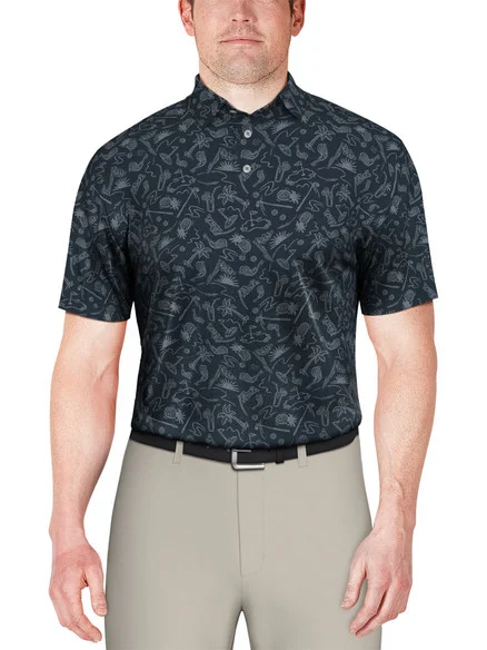 Ben Hogan All Over Golf Conversational Print Polo Shirt – Charcoal Art