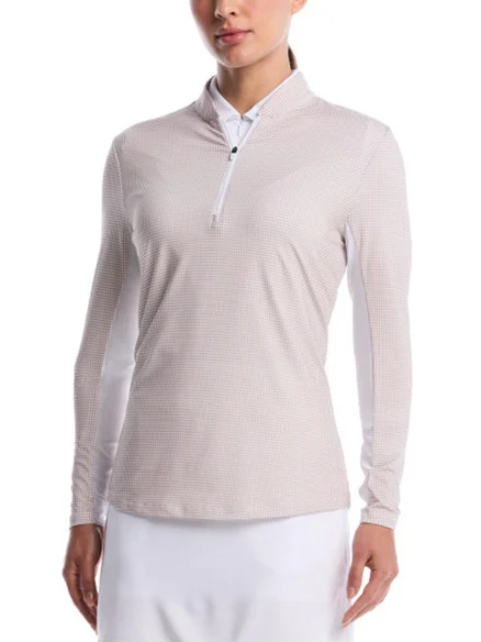 Ben Hogan Women’s Heritage Geo Printed Sun Protection Shirt – Light Taupe