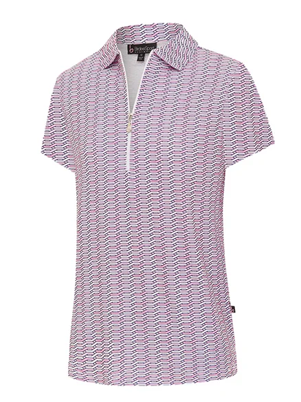 Birdee Sport Women’s Allegra Zipper Short Sleeve Top – Pink