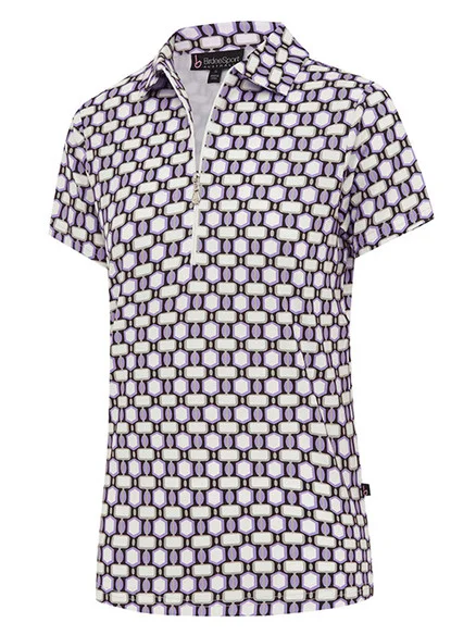 Birdee Sport Women’s Astra Zipper Short Sleeve Top – White/Lilac