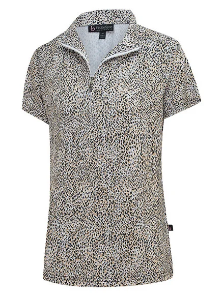 Birdee Sport Women’s Dottie Zipper Top – Beige