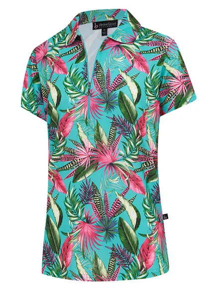 Birdee Sport Women’s Lily Short Sleeve Zipper Top – Multi