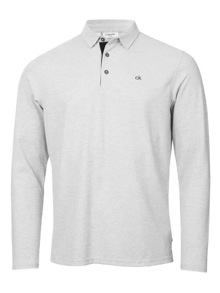 Calvin Klein Bayard Long Sleeve Polo – Silver Marl