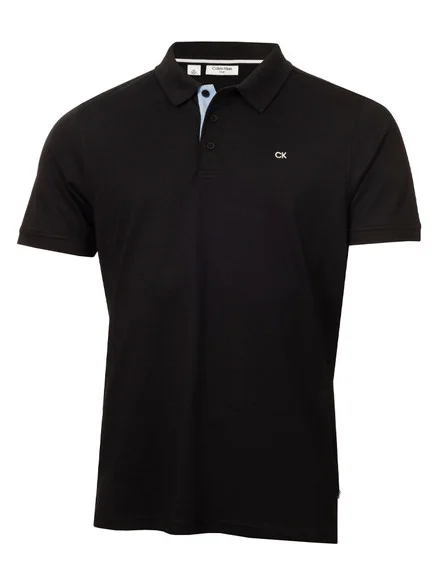 Calvin Klein Cotton Blend Quad Polo – Black