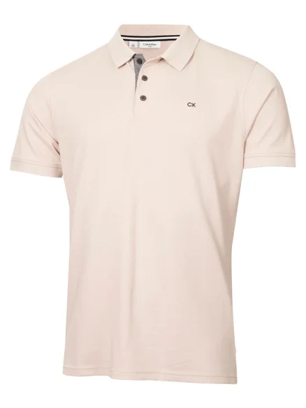 Calvin Klein Cotton Blend Quad Polo – Stone