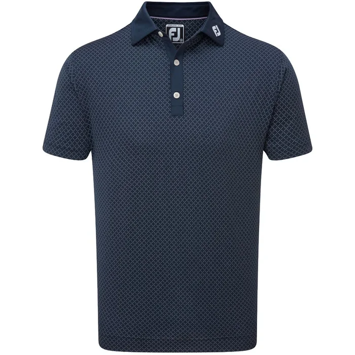 FootJoy Diamond Dot Print Lisle Polo Shirt – Navy/White