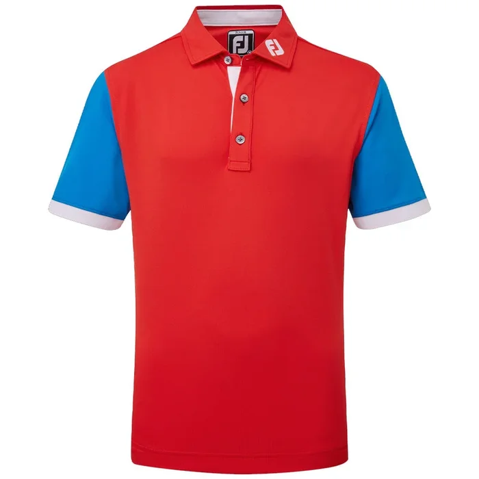 FootJoy Junior Colour Block Polo Shirt – Bright Red