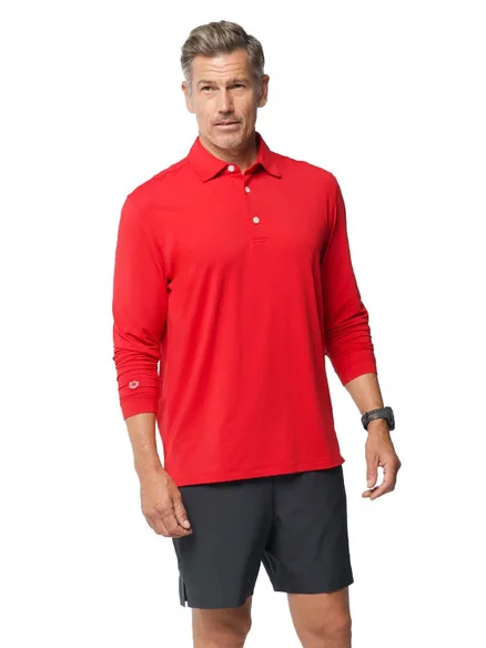 IBKUL Men’s Long Sleeve Polo – Red