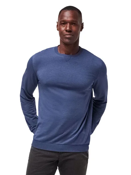 TravisMathew Amenities Crewneck – Heather Blue Nights