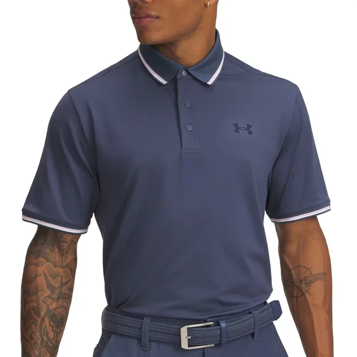 Under Armour Playoff 3.0 Rib Polo Shirt – Downpour Grey/Prime Pink/Midnight Navy